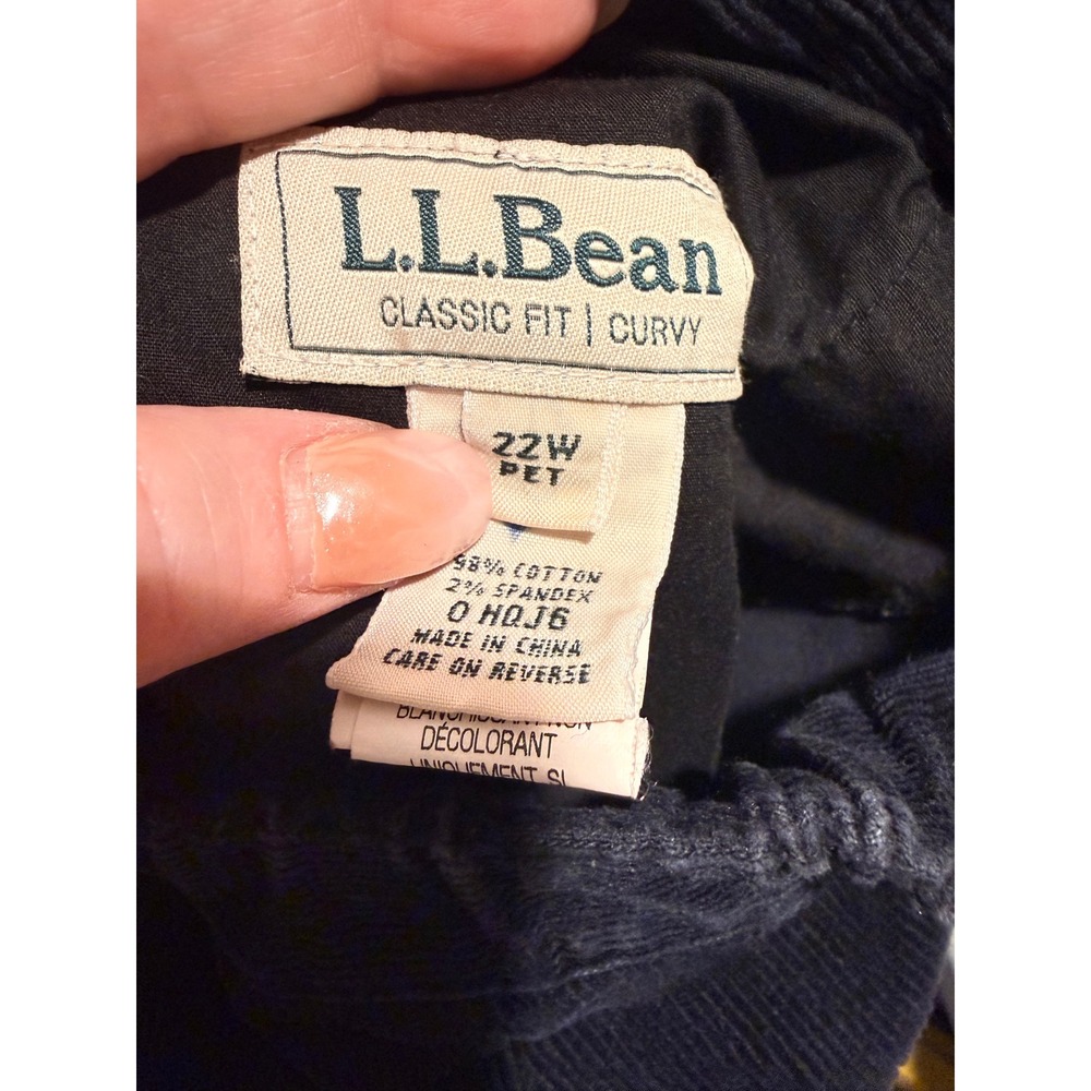 LL Bean Womens Classic Fit Curvy Corduroy Pants‎ Navy Blue Size 22WP Petite - Picture 6 of 8